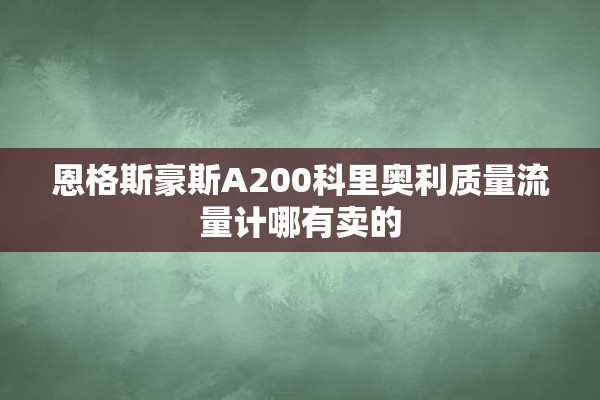 恩格斯豪斯A200科里奥利质量流量计哪有卖的