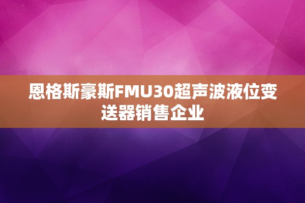 恩格斯豪斯FMU30超声波液位变送器销售企业