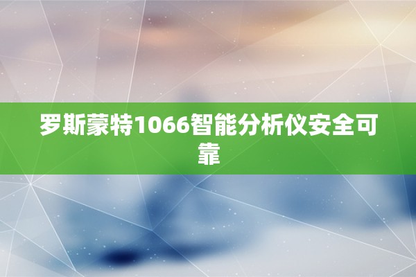 罗斯蒙特1066智能分析仪安全可靠