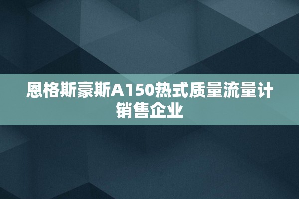 恩格斯豪斯A150热式质量流量计销售企业