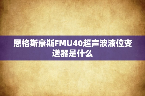 恩格斯豪斯FMU40超声波液位变送器是什么