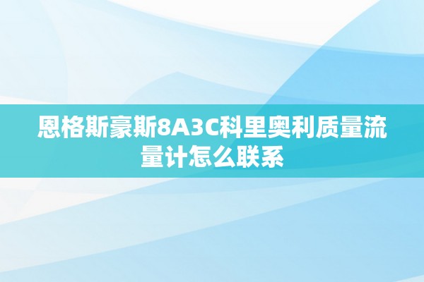 恩格斯豪斯8A3C科里奥利质量流量计怎么联系