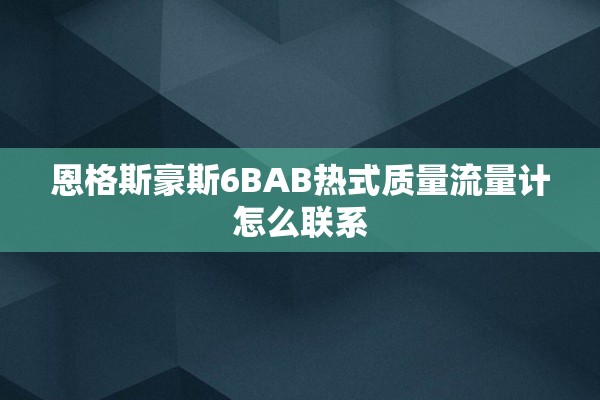 恩格斯豪斯6BAB热式质量流量计怎么联系