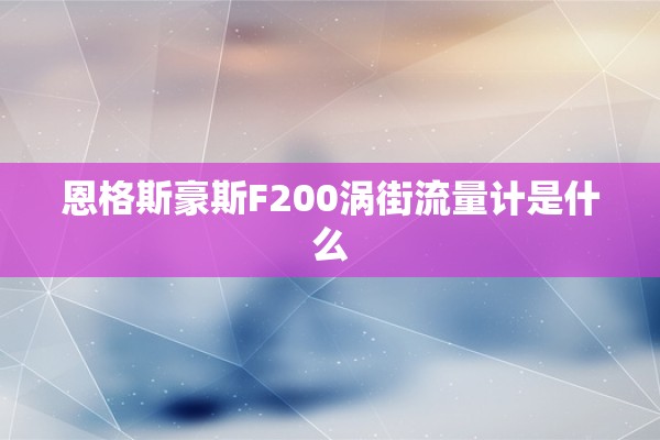 恩格斯豪斯F200涡街流量计是什么