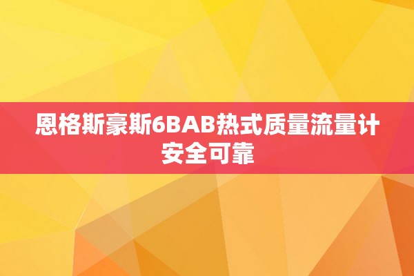 恩格斯豪斯6BAB热式质量流量计安全可靠