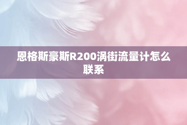 恩格斯豪斯R200涡街流量计怎么联系